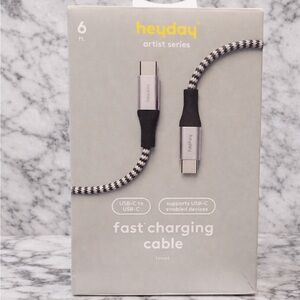 Heyday Artist Series 6 ft USB-C to USB-C Fast Charging Cable PD Braided Cord New